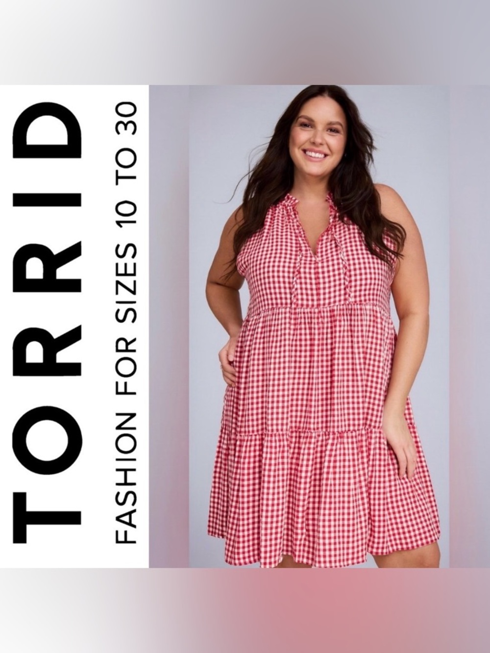 TORRID Red Gingham Sleeveless Tiered Dress